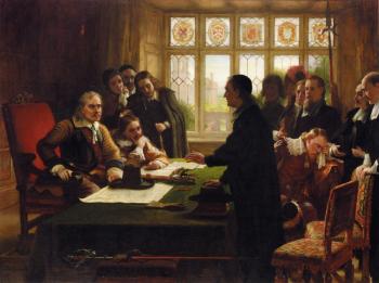 Charles West Cope : Oliver Cromwell and His Secretary John Milton, Receiving a Deputation Seeking Aid for the Swiss Protestants
